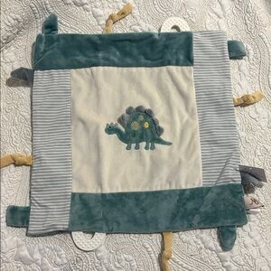 Cream and Green Dinosaur Baby Blanket